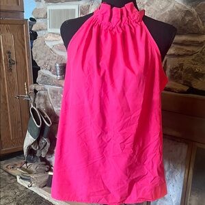 SHEIN Vibrant Pink Ruffle Halter Top